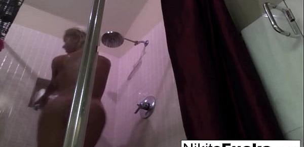  Nikita Von James takes a hot shower